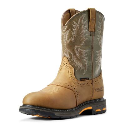 Ariat Work: WorkHog Waterproof Zapatos de Seguridad Hombre - Marrones / Verde Oliva (DLTWE5291)